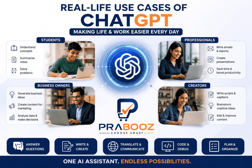 Real-life use cases of ChatGPT for students, professionals, business owners, content creators, developers, and everyday users.
