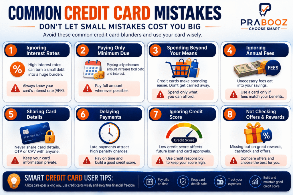 Common Credit Card Mistakes Common mistakes people make when choosing and using a credit card